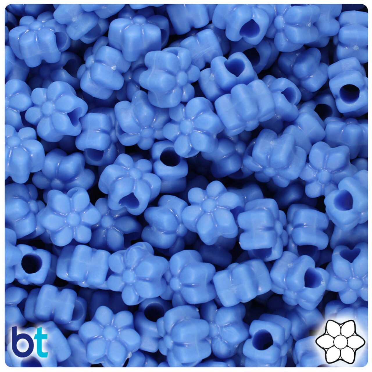 BeadTin Periwinkle Matte 13mm Flower Plastic Pony Beads (250pcs)